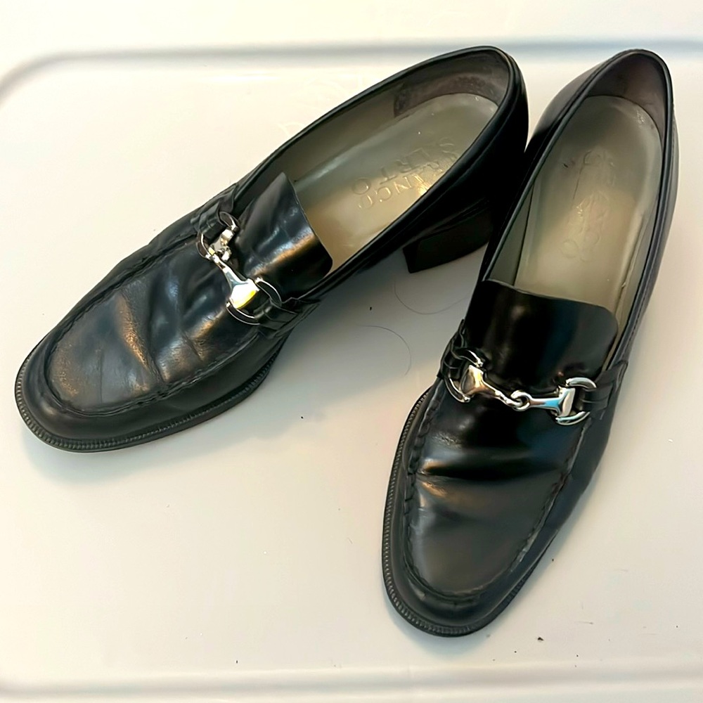 FRANCO SARTO ⚜️ Black Leather Chunky Heel Loafer